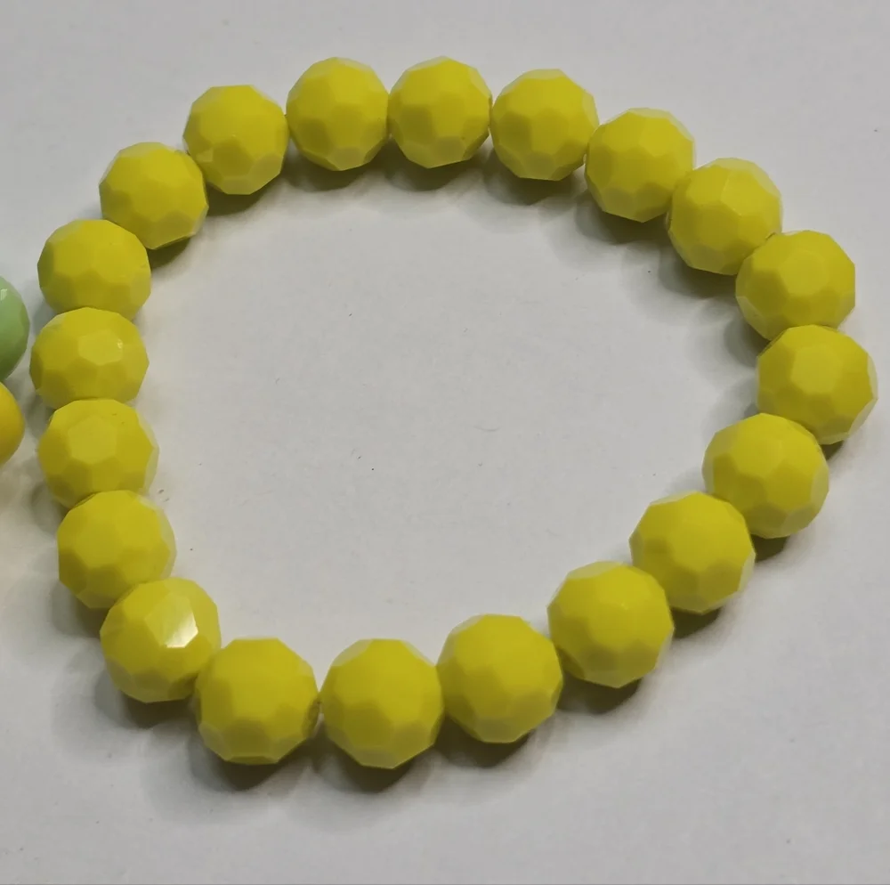 Treska Yellow and Green Faceted Beaded Stretch Bracelet Set‎ New
